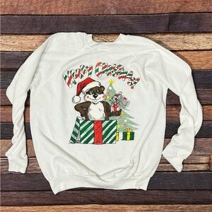 Vintage Merry Christmas Bear Ugly Xmas Sweater Sweatshirt 1980s